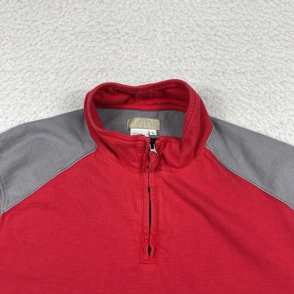 The Territory Ahead‎ Pullover Mens Large Gray Red 1/4 Zip Casual Outdoors Travel